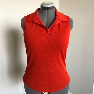Orange sleeveless polo top